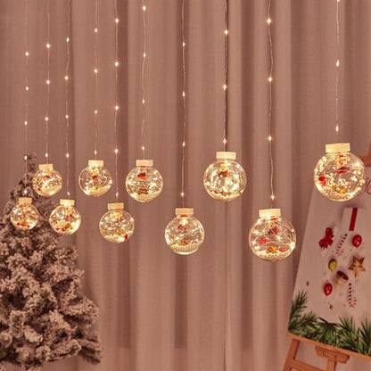 Cortina de Esferas Navideñas con Luces Mágicas