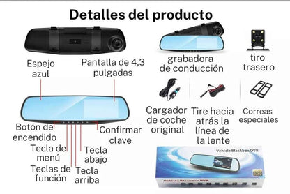 ESPEJO RETROVISOR CON CAMARA BLACKBOX DVR