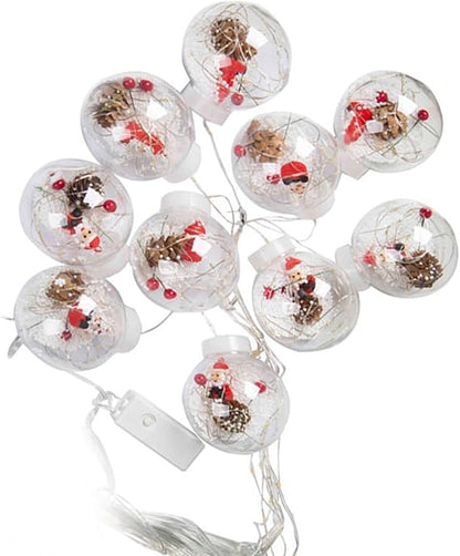 Cortina de Esferas Navideñas con Luces Mágicas