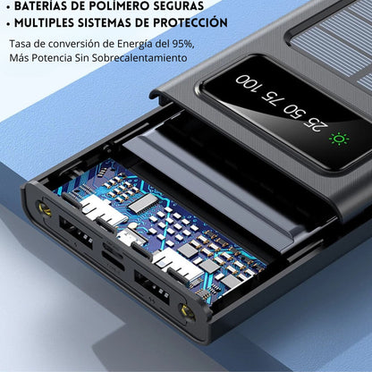 POWER BANK SOLAR CON CABLES INTEGRADOS