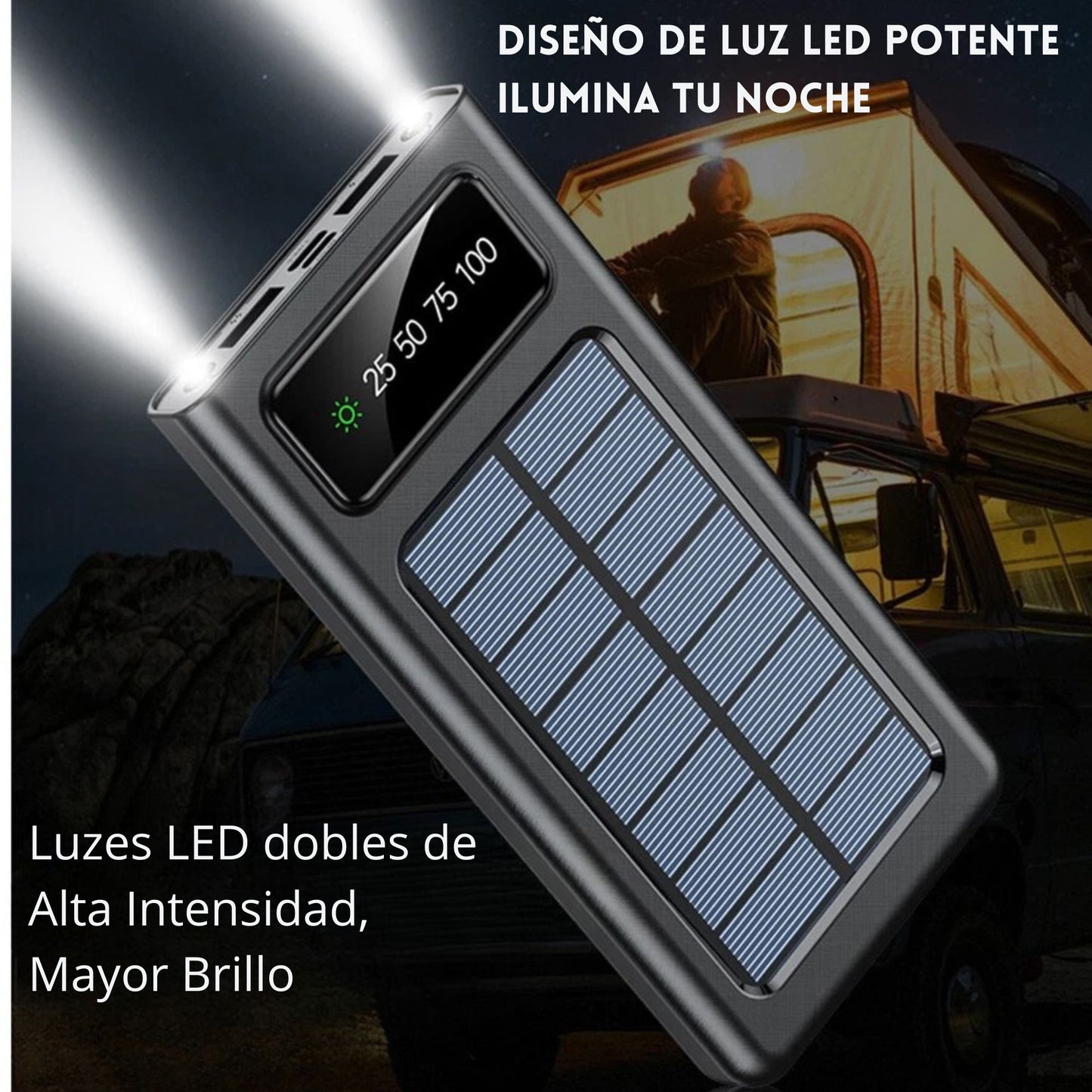 POWER BANK SOLAR CON CABLES INTEGRADOS